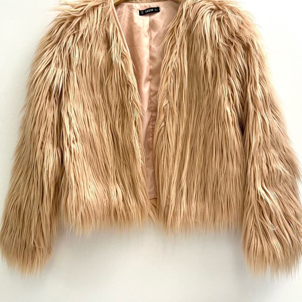 Faux Fur Jacket in Tan